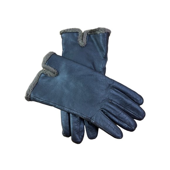 Vintage Aris 115 Classic Brown Leather Gloves Fur Lining - Picture 3 of 5